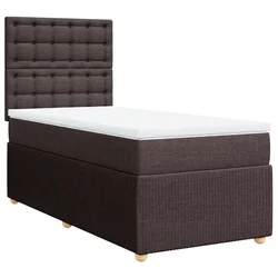 Vidaxl Box spring postelja z vzmetnico temno rjava 90x200 cm blago