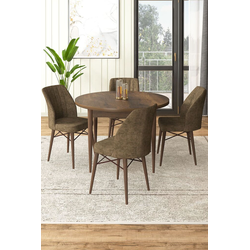 Hanah Home Set Trpezarijski sto i 4 stolice, Braon