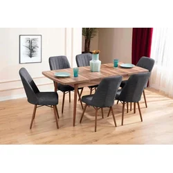 HANAH HOME Set Trpezarijski sto i 6 stolica Lidyana Anthracite