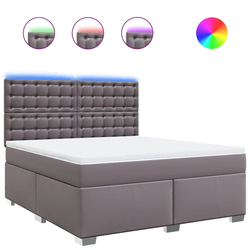 Vidaxl Box spring postelja z vzmetnico siva 180x200 cm umetno usnje