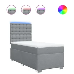 Vidaxl Box spring postelja z vzmetnico svetlo siva 90x190 cm blago