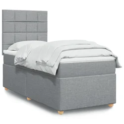 Box spring postelja z vzmetnico svetlo siva 80x200 cm blago