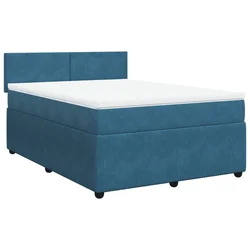Vidaxl Box spring postelja z vzmetnico modra 140x200 cm žamet