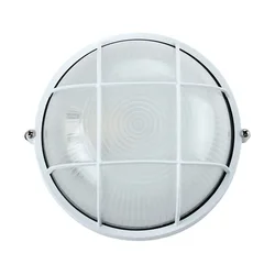 OKRUGLA VANJSKA ZIDNA LAMPA S PREGRADOM I MREŽOM BIJELA MAX 60W IP44