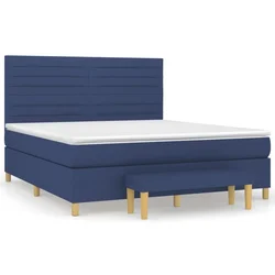 Vidaxl Box spring postelja z vzmetnico modra 180x200 cm blago