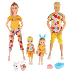 Lutka s fantkom 30cm z otroki 2kos - družina z dodatki