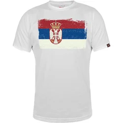 Muška majica kratkih rukava Srpska zastava-trobojka, Bela