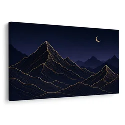 Slika nočne gore pod luno - 120x80