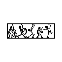 Wallxpert Zidna dekoracija Musicians, 60x19cm, Crna