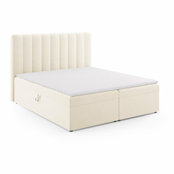 Bež boxspring postelja s prostorom za shranjevanje 180x200 cm Gina – Milo Casa