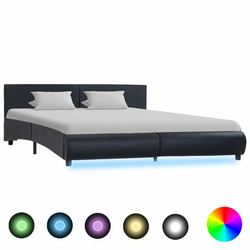 Okvir za krevet od umjetne kože s LED svjetlom crni 160x200 cm