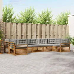 Set vanjskih sofa s jastukom 7 pcs Prirodna i svijetlo siva