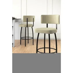 Hanah Home set od 4 barskih stolica Wosa, krem tkanina Babyface, crne metalne noge