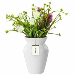 botle Keramična cvetlična vaza Bela sijajna V 19,5 cm D 8 cm Dekorativna namizna vaza Cvetlična dekoracija Orhideja Moderen glamur