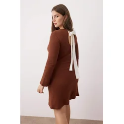 Trendyol Curve Ženska haljina Tbbaw26Ah00025, Braon