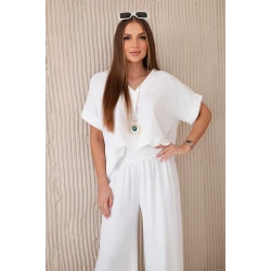 Kesi Włoski Set with necklace blouse + pants white