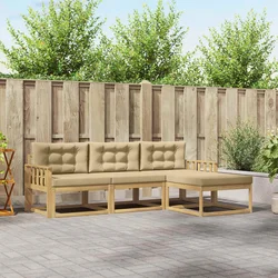 Set vanjskih sofa s jastukom 4 pcs Bijela i bež Poliester