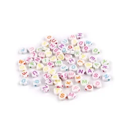 Plastične kroglice s črkami v obliki srca O7 mm - mešanica bela (500 g)