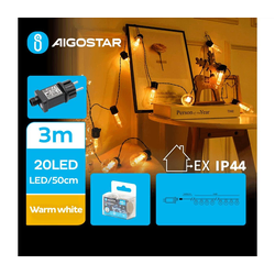 Aigostar - LED spoljašnji dekorativni lanac 20xLED/3m IP44 topla bela