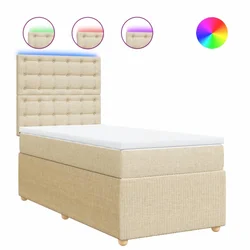 Vidaxl Box spring postelja z vzmetnico krem 100x200 cm blago