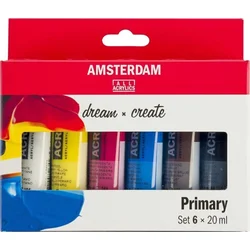 Amsterdam Relief Set barv za steklo Primary 6 x 20 ml