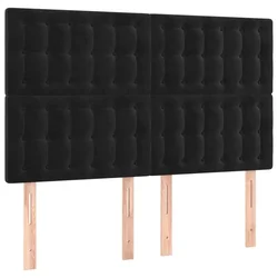 Vidaxl Vzglavje postelje črno 144x5x118/128 cm žametno