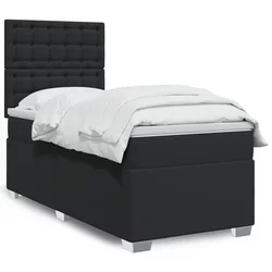 Krevet s oprugama i madracem crni 90x190 cm od umjetne kože
