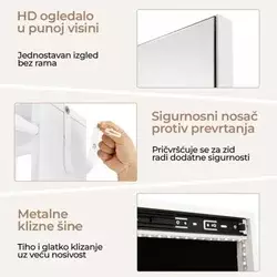 Okretno Ogledalo sa Čivilukom i LED Ormarićem Beli ( 1919 )