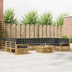 Set vanjskih sofa 10 kom. Bijela i antracit Čvrsto drvo akacije