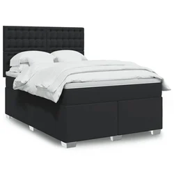 vidaXL Box spring postelja z vzmetnico črn 160x200 cm umetno usnje