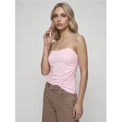 Sinsay - Top na bretele sa naborima sa strane - pastelno roze