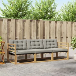 Set vanjskih sofa s jastukom 3 pcs Bijela i svjetlosiva