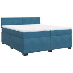 Vidaxl Box spring postelja z vzmetnico temno modra 200x200 cm žamet