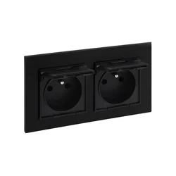 Legrand - Dvojna zunanja vtičnica 250V/16A NILOE STEP IP44 črna