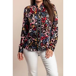 Plus size majica z leopardjim potiskom, črna