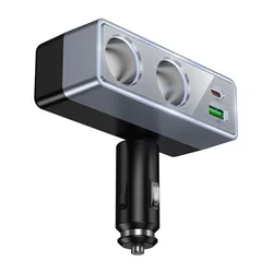 Auto punjač Hoco 1xUSB A + 1xUSB C + 2x priključak za upaljač PD QC3.0 max 240W/24V crni