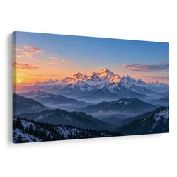 Slika gorski vrhovi ob zori - 90x60