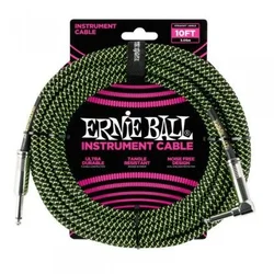 Ernie Ball 6077 Black/Green 3m Instrument Cable