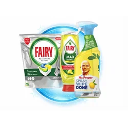Fairy & Mr. Proper Set za Čišćenje 3u1, Fairy Platinum + Mr. Proper 800 ml + Fairy Lemon 545 ml