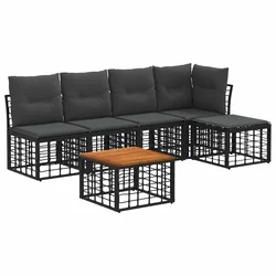 Set vanjskih sofa 6 pcs Crna i tamno siva Poliester