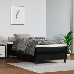 Madrac s džepičastim oprugama srednje tvrdoće crni 90x190x20 cm od umjetne kože