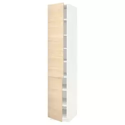 METOD Visoki element s policama/2 vrata, bela/Askersund im. svetlog jasena, 40x60x220 cm