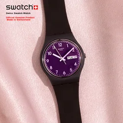 Swatch Ženski sat SO28C700, Ljubičasto kućište, Crni