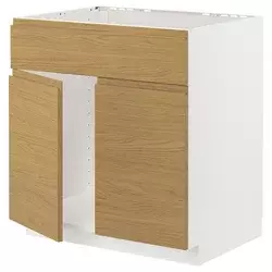 METOD Pod.elem.sudop. i 2vrata/front, bela/Voxtorp im. hrastovine, 80x60 cm