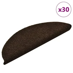 Prostirke za stepenice samoljepljive 30 kom 56x17x3 cm smeđe poluokrugle