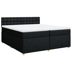Vidaxl Box spring postelja z vzmetnico črn 200x200 cm blago