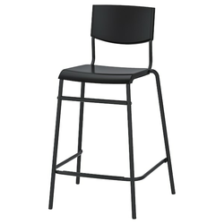 STIG Barska stolica s naslonom, visina radne ploče crna/crna, 63 cm