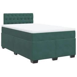 Vidaxl Box spring postelja z vzmetnico temno zelena 120x200 cm žamet