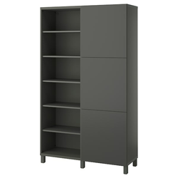 BESTA Kombin. odlaganje s vratima, tamnosiva/Lappviken/Stubbarp tamnosiva, 120x42x202 cm