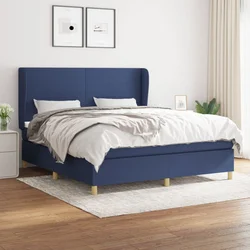 Greatstore Box spring postelja z vzmetnico modra 180x200 cm blago